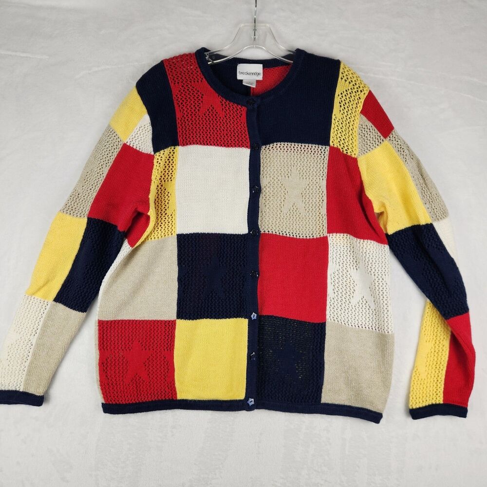 Vintage‎ Breckinridge Sweater Womens Extra Large Colorblock Long Sleeve Cardigan